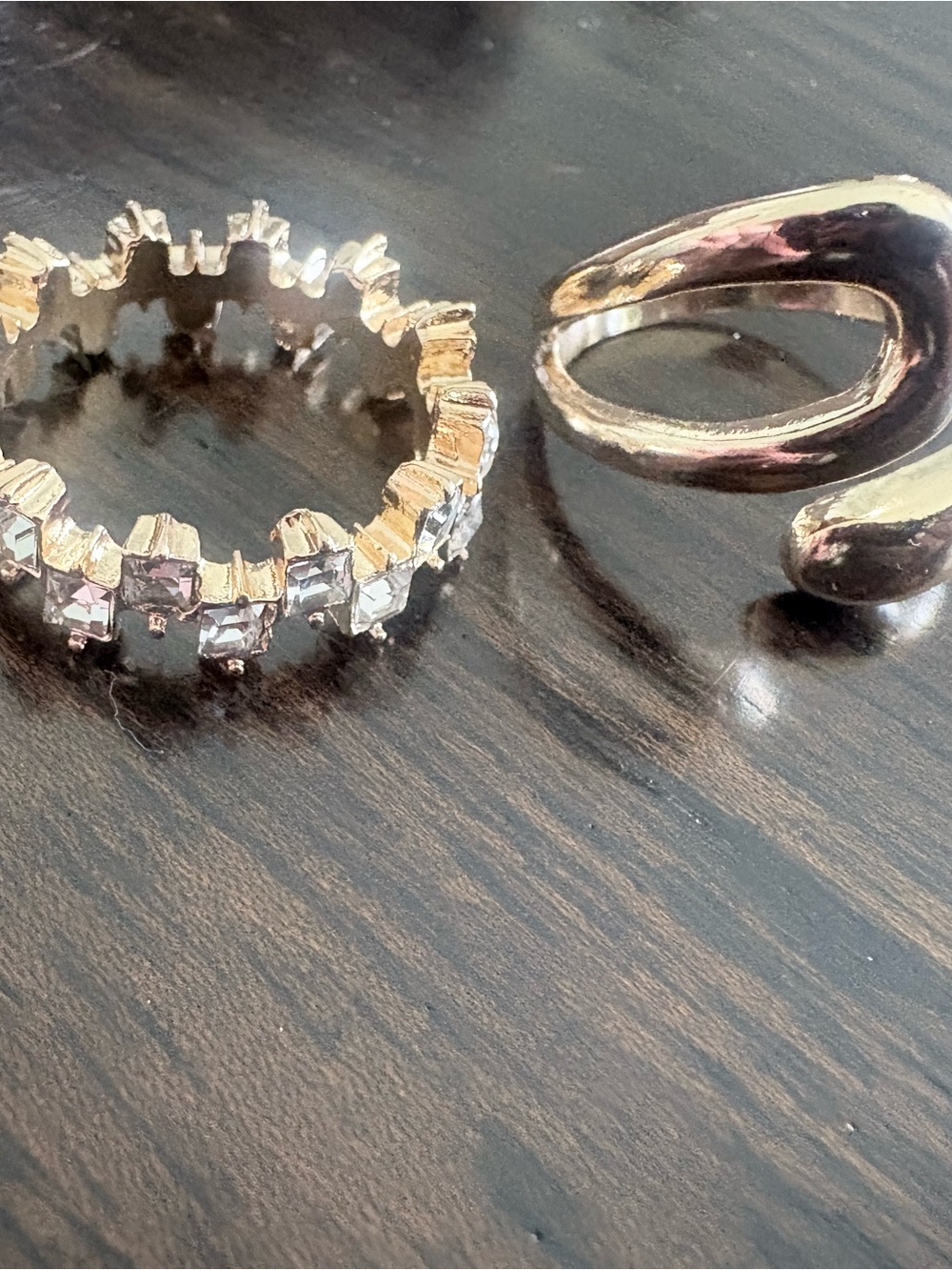 Torrid Gold Statement Ring Set Size 12 Rhinestone & Open Loop - Picture 3 of 3